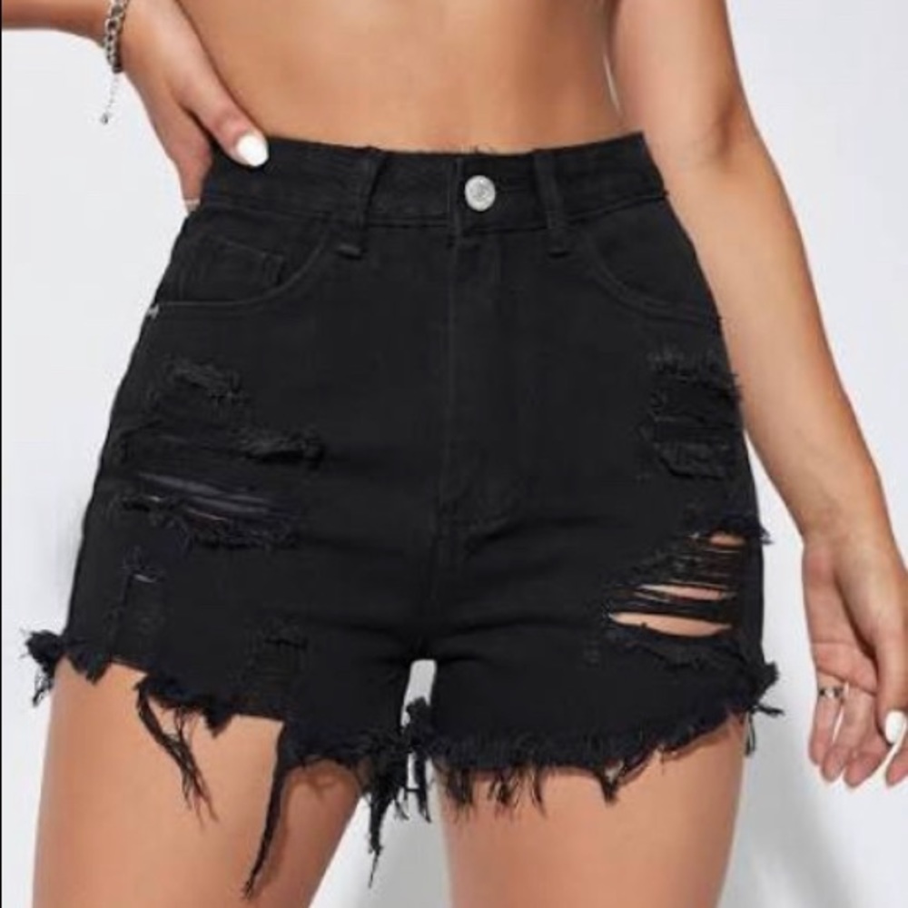 Good condition black ripped jean shorts